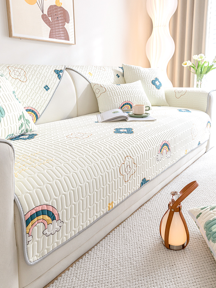 2025 New Arrival Ice Silk Cool Latex Sofa Cushion Summer Summer Sleeping Mat Cushion Non Slip Anti-Scratching Cover Towel