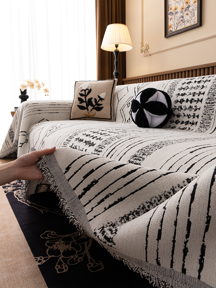 Chenille Straight Fabric Sofa Cover 2025 New Arrival All Year Round Neutral Fancy Full Covered Sofa Cover Towel