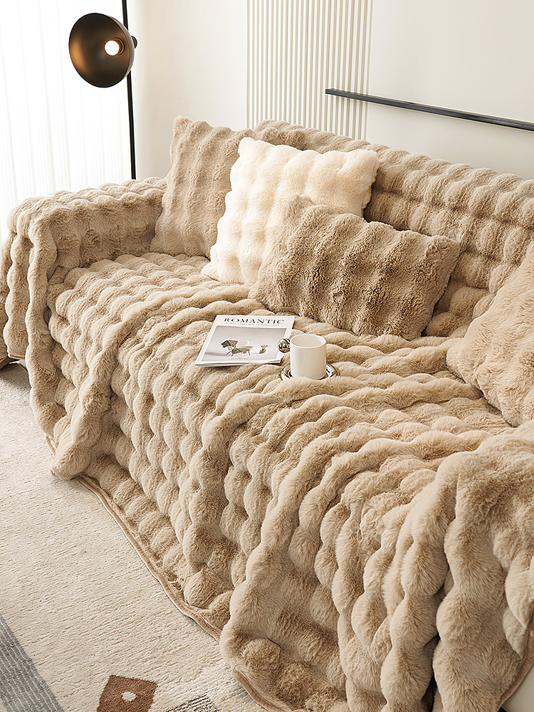 Bunny Cashmere Sofa Cover Cloth Autumn and Winter Thickening 2025 New Arrival Accessible Luxury Fancy Sofa Towel Full Covered Blanket