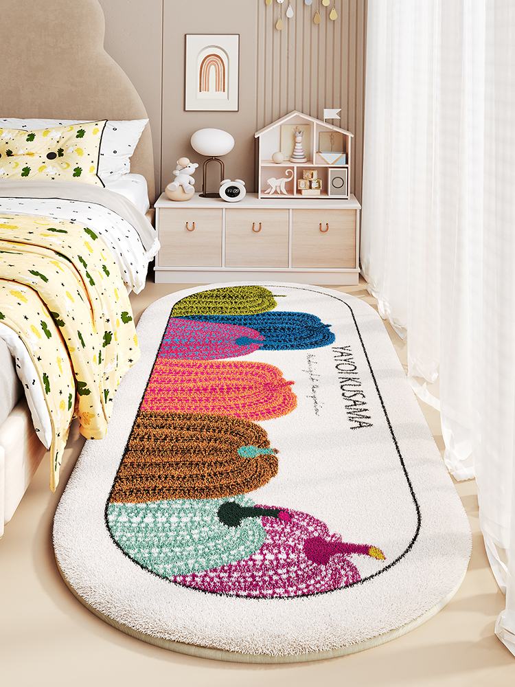 Room Kids Bedroom Bedside Blanket Cartoon Long Thickened Soundproof Non-Care Floor Blanket Cashmere-like Bedside Carpet