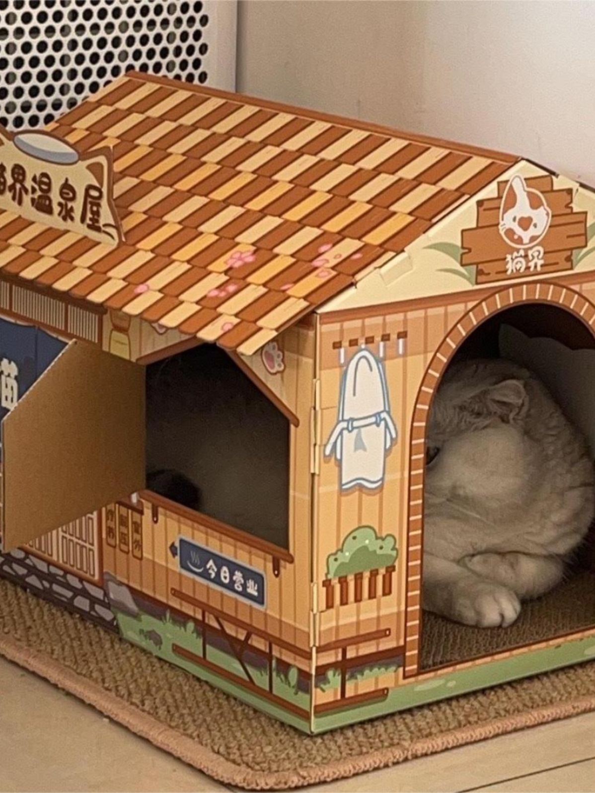 Cat Litter Fall and Winter Carton Cat Scratch Board House Abrasion Resistant Integrated Box Large Corrugated Paper All Year Round Neutral Cat Scratching Board