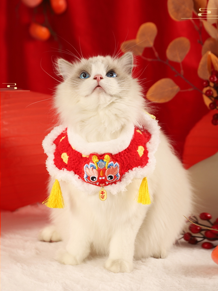 Cat Clothes New Year Scarf Pet Scarf Kitten Festive Collar Puppy Accessories New Year New Year Dog Scarf