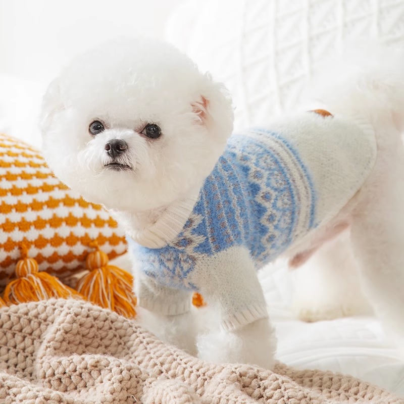 Hippie Dog Nordic Style Quilted Sweater Pet Dog Autumn and Winter Bichon Teddy/Pomeranian Cat Winter