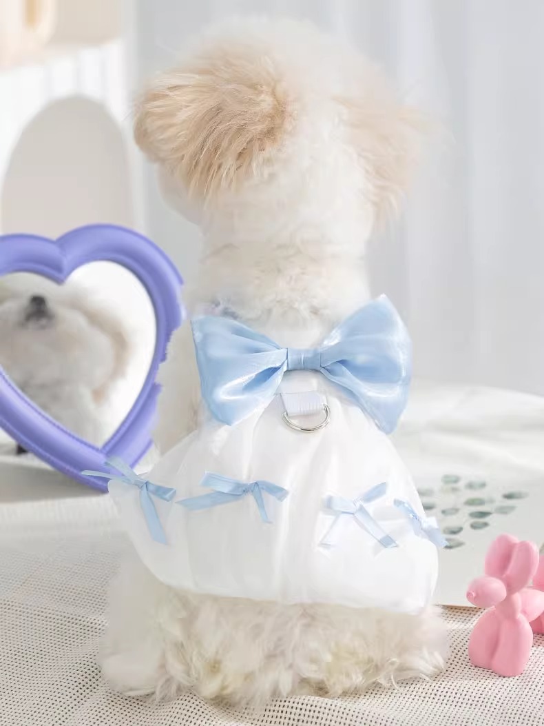 Hippie Dog Colorful Bows Streamer Suspender Skirt Cat Dog Clothes Anti-Lint Summer Thin Bichon Teddy