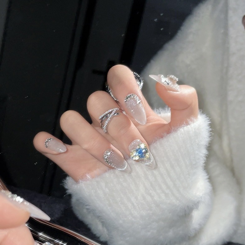 Wear Nail Beauty Gift Asymmetrical Stick-on Crystals Level Feeling Cat's Eye