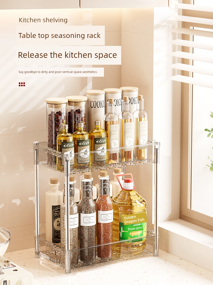 Retractable Kitchen Spice Rack Countertop Multi-Functional Salt Soy Sauce Bottle Jar Condiment Kitchenware Supplies Storage Shelf