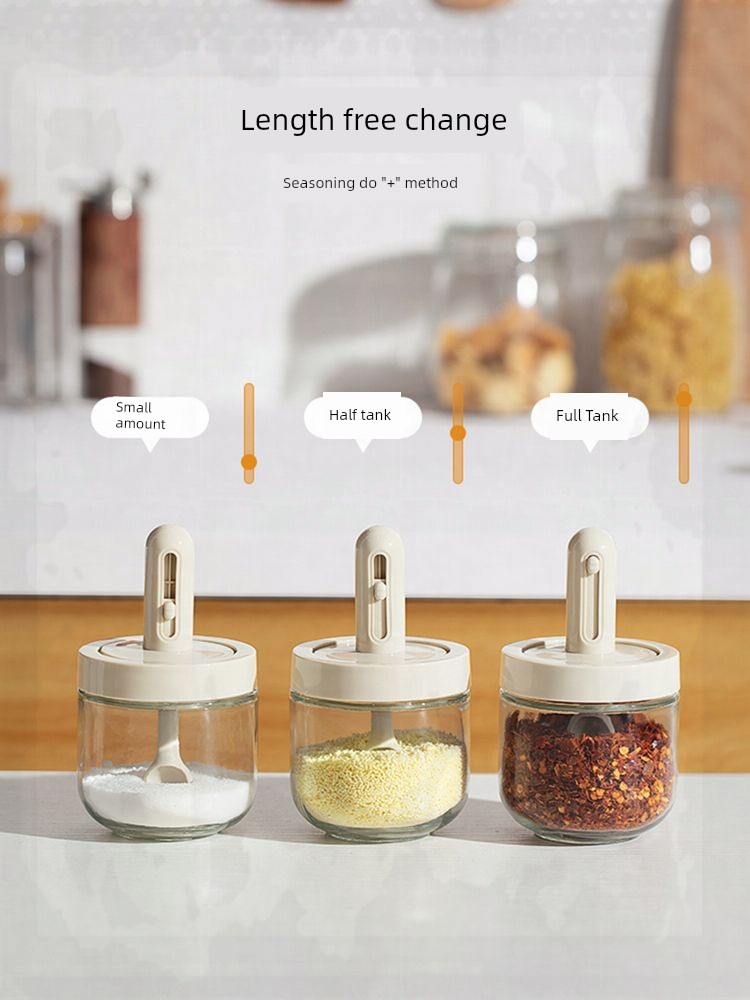 New Arrival Telescopic Seasoning Box Spoon and Lid Integrated Seasoning Containers Dense Packaging Salt Shaker Kitchen Home Cruet