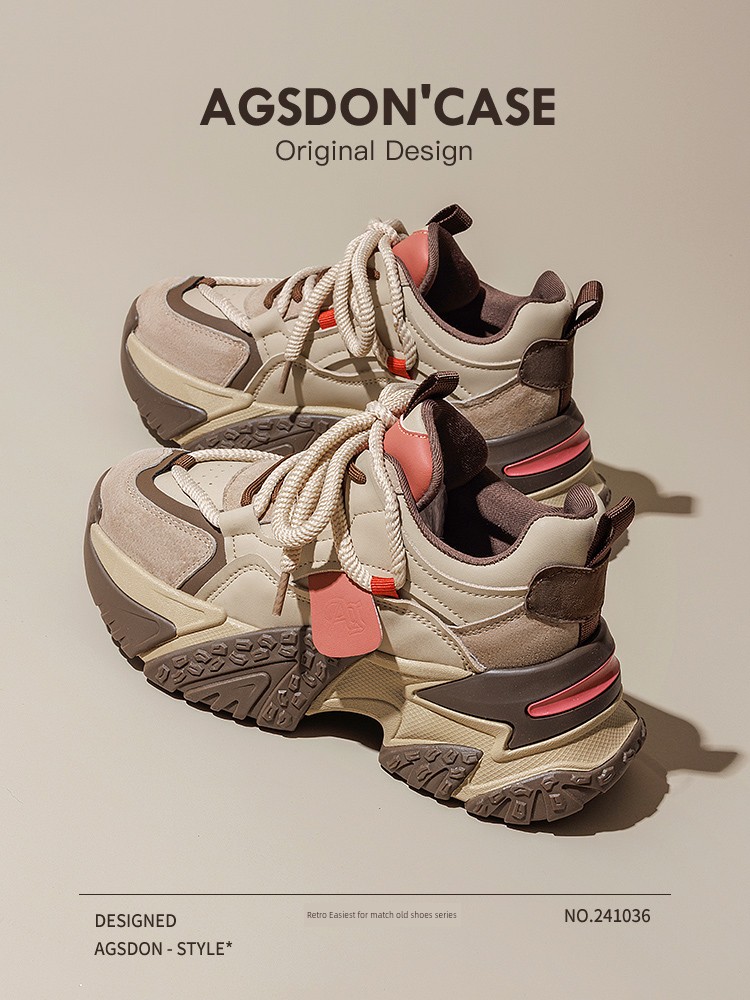 Dad Shoes Women's 2024 New Arrival Autumn and Winter Thick Sole Show Feet Small Casual Sports Shoes Height Increasing Fried Street Women's Shoes Popular