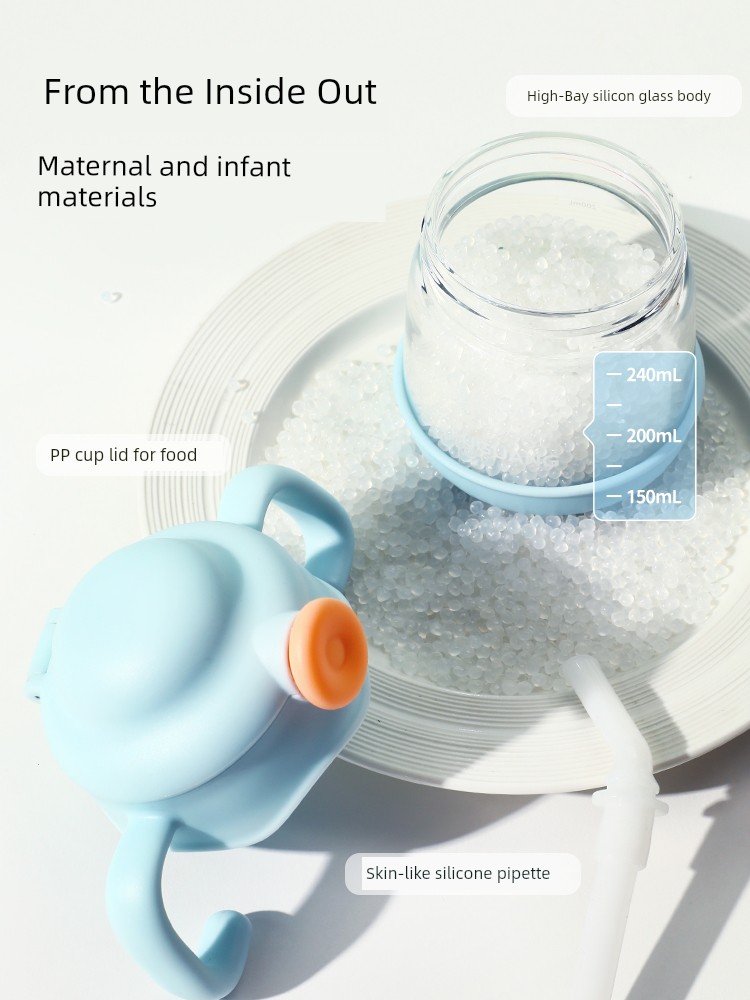 Milk Cup Kids Scale Cup Breakfast Drinking Cup Baby Brewing Milk Powder Special Glass Cup with Straw Water Cup