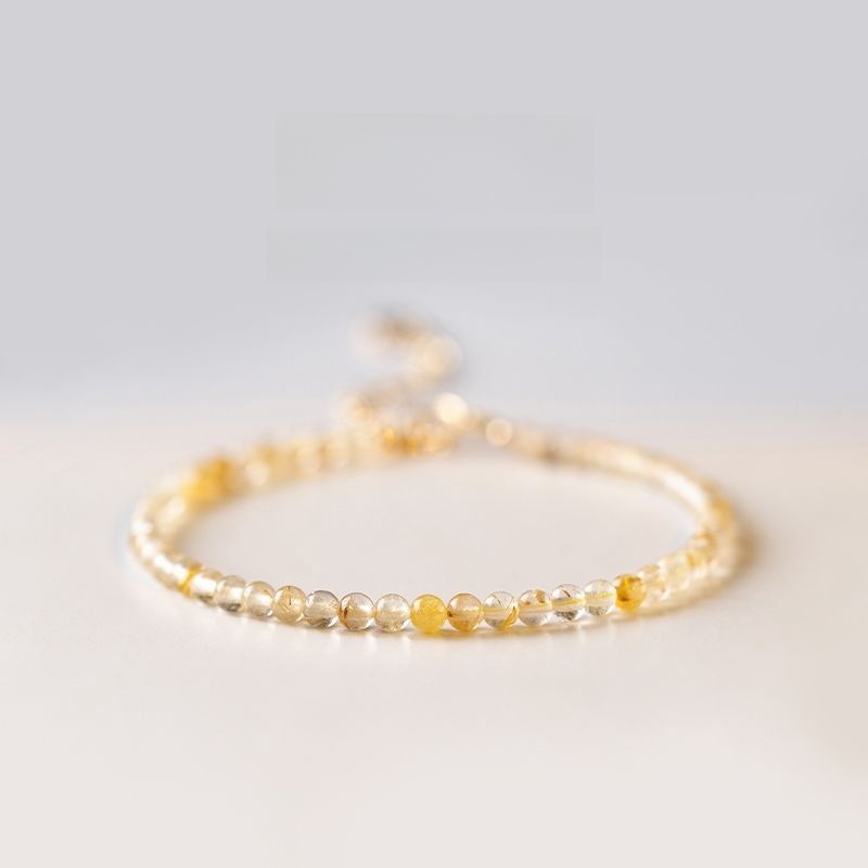 Niche Style Extremely Fine Female Bring In Wealth and Treasure Rich Gold Rutilated Quartz Bracelet