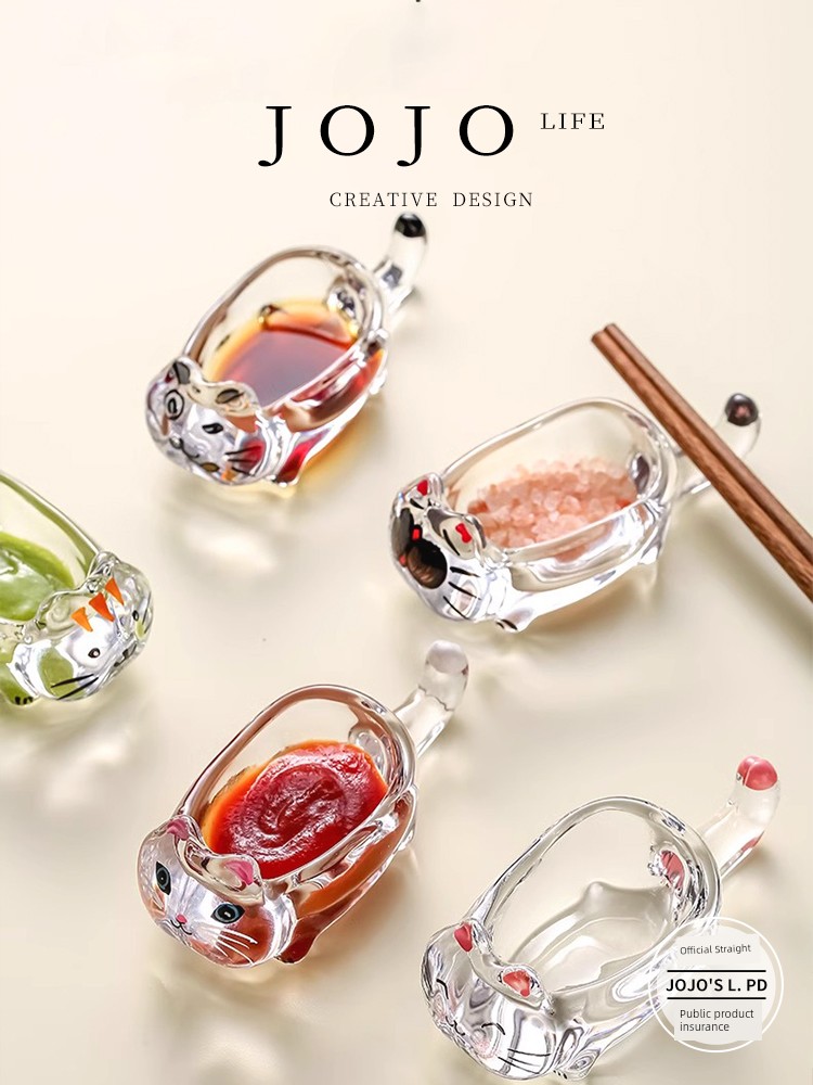 Jojo's L. Pd. Orange. Cat Seasoning Dish Saucer Dish Crystal Glass Soy Sauce Dish For Home | Orange
