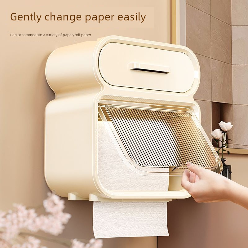 Punch-Free Creative Waterproof Tissue Holder Toilet Paper Box Toilet Tissue Box Toilet Paper Storage Rack Paper Extraction Box