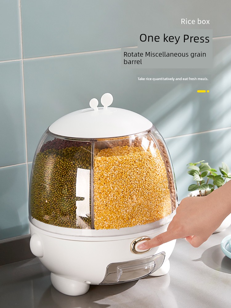 Grid Rice Bucket Rotate Cereals Rice Storage Box For Home Insect-Proof Moisture-Proof Sealed Rice Storage Box Rice Pot