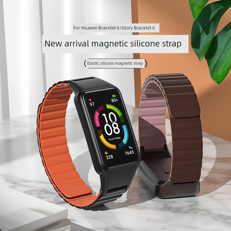 Applicable to Huawei Bracelet 6 Strap Honor 6pro Smart Athletic Bracelet Replacement Belt Magnetic Silicone 7 Generation NFC Version Neutral Wrist Strap Personalized Minority 76 Men's and Women's Accessories Ins Fashion Classy Milan