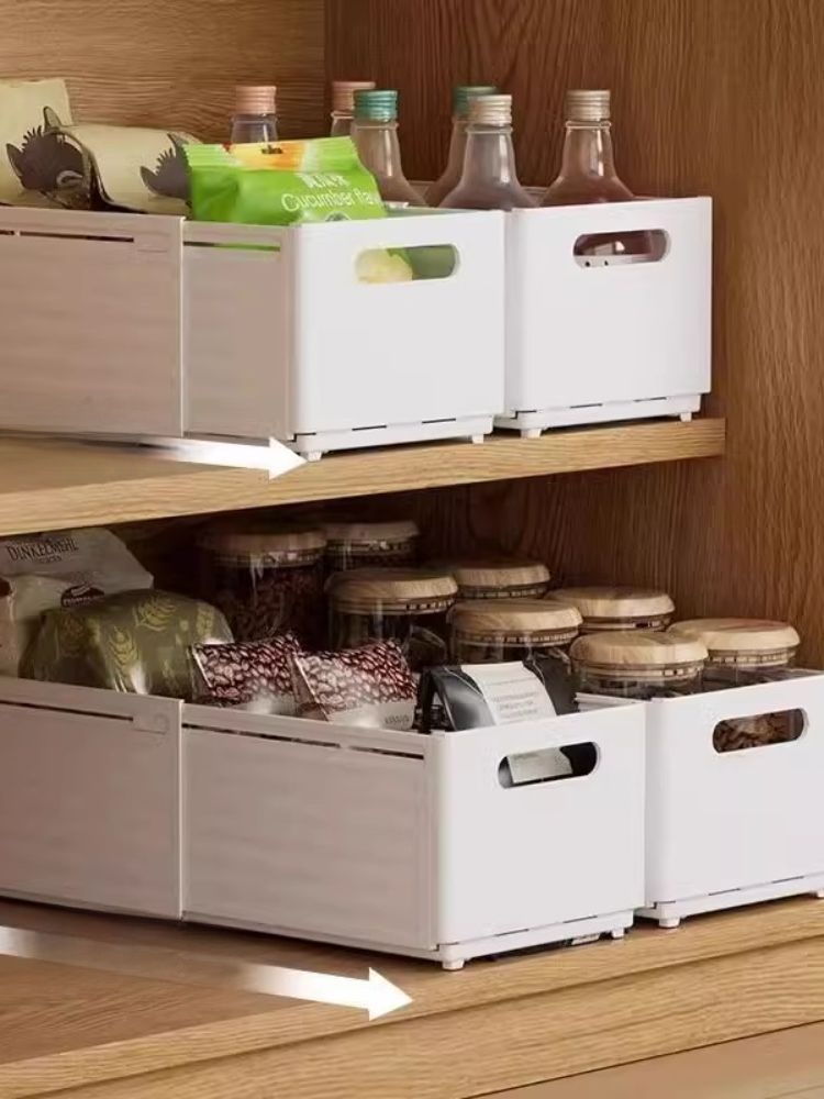 Retractable Pull-out Kitchen Sundries Deep Cabinet Storage Box