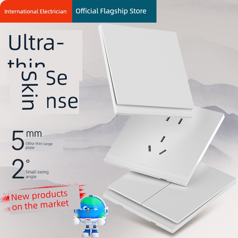 International Electrical Lamp Switch Socket Panel Ultra-Thin For Home Double-Open Double-Control Three-Open Single-Control Switch One-Open Five-Hole