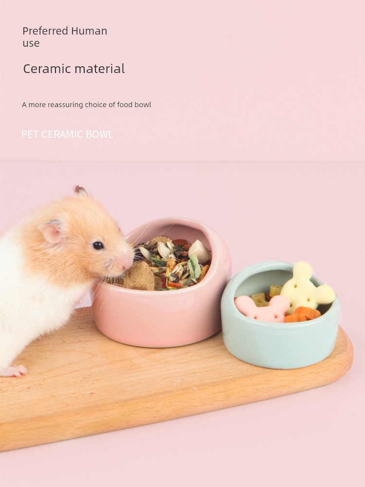 Hamster Ceramic Food Basin Large Djungarian Hamster Rabbit Totoro Hedgehog Guinea Pig Anti-Flip Splash-Proof Food Bowl Feed Box Supplies