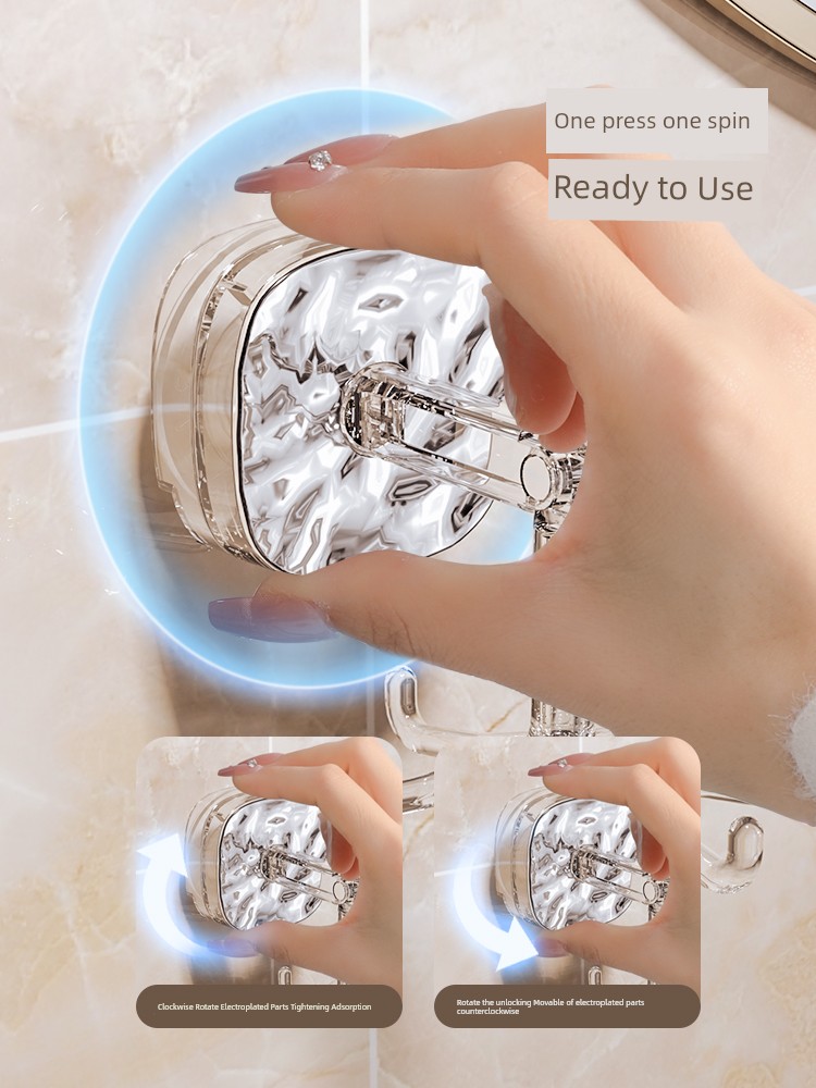 Accessible Luxury Suction Cup Six-Claw Rotating Hook Multi-Functional Punch-Free Strong Seamless Kitchen Bathroom Storage Wall Mount Storage