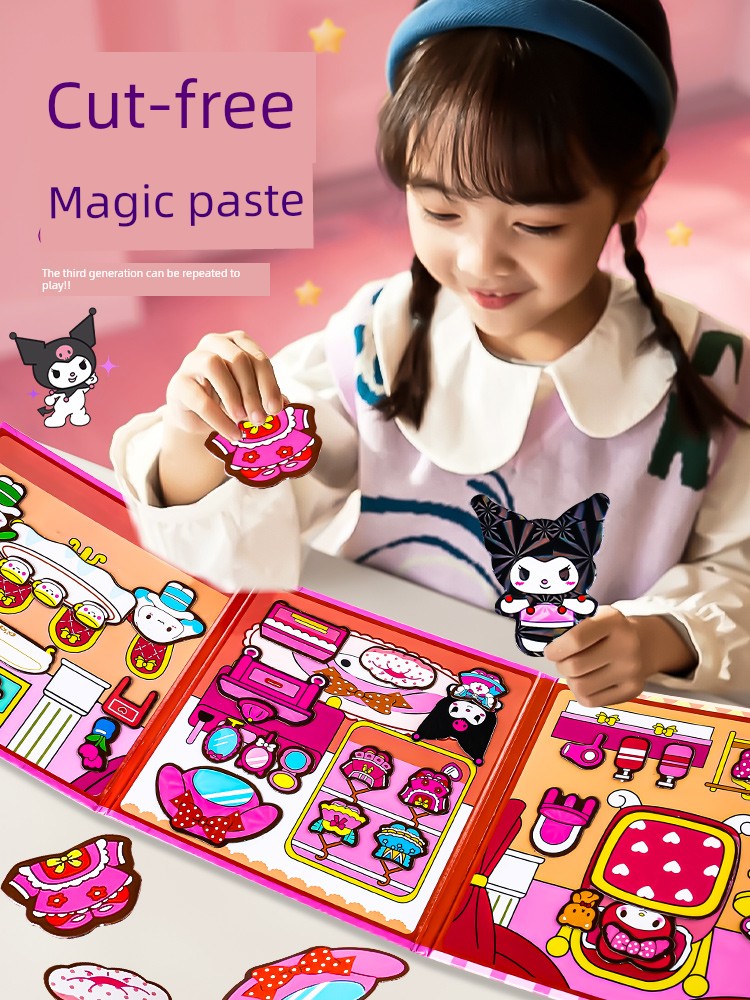 Magnetic Quiet Book New Arrival Girl Cutting-Free Clow M and Melody Magnetic Sticker Handmade DIY Kids Toy