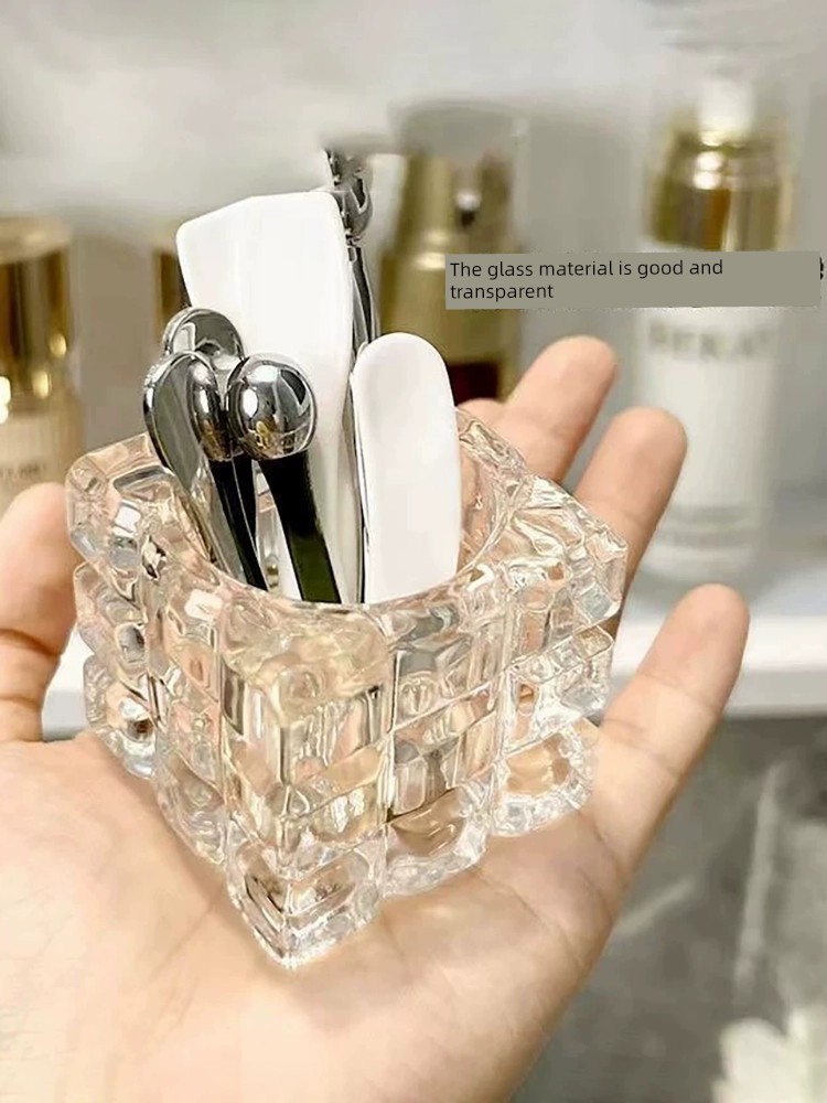 Mask Spoon Mirror Cabinet Storage Box Digging Cream Spoon Holder Glass Desktop Makeup Skin Care Eye Cream Pick Stick Brush