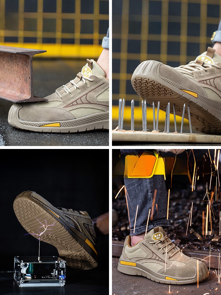 Labor Protection Shoes Men Deodorant and Lightweight Steel Toe Cap Breathable Anti-Smashing and Anti-Penetration Abrasion Resistant Electrical Insulation Work Shoes Non Slip