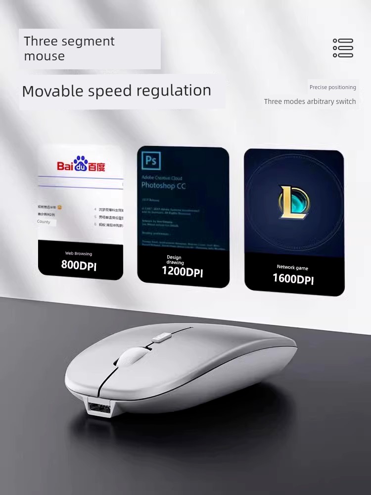 Wireless Bluetooth Mouse Dual-Mode Rechargeable Portable Mute For Home Office Laptop Desktop Computer External Mouse