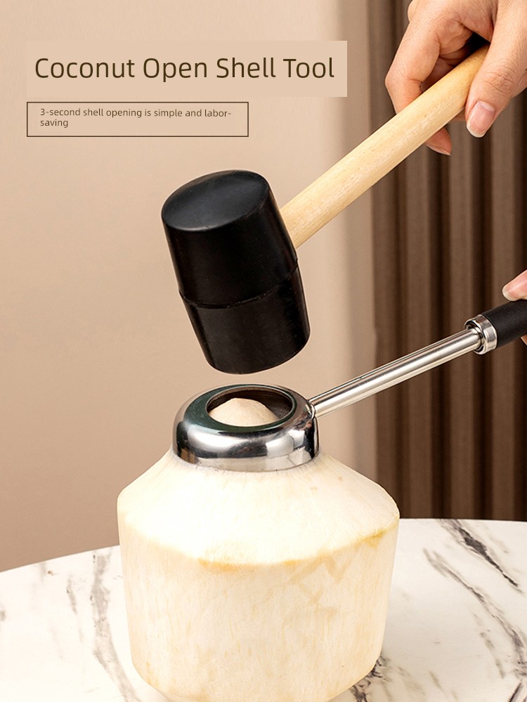 Open Coconut Handy Gadget Coconut Opener Open Coconut Handy Gadget Coconut Egg Opener Coconut Knife Shell Tool Green Coconut Hole Mouth Gag
