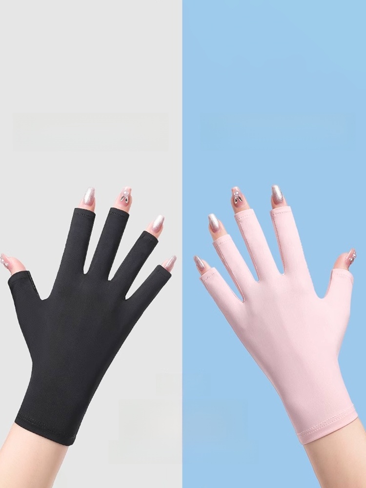 Sun Protection Gloves Nail Art UV Protection Anti-Black Anti-Radiation Baked Black Gloves Protective Fingerless Light Nail Half Finger