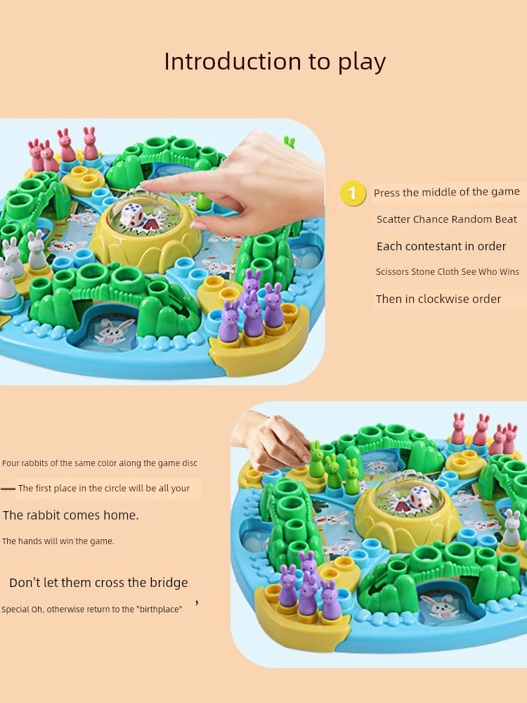 Adorable Rabbit Aeroplane Chess Double Battle Children's Board Game Matching Interactive Brain Thinking Training Attention Educational Toys