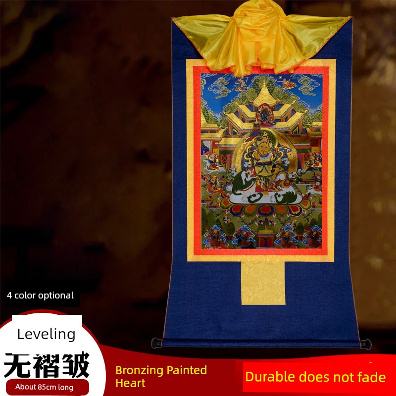 God of Treasure Copper Statue Thangka Tibetan Thang-Ga Gilded Gold-Plated Printing Zen Decoration Mural Length 85cm
