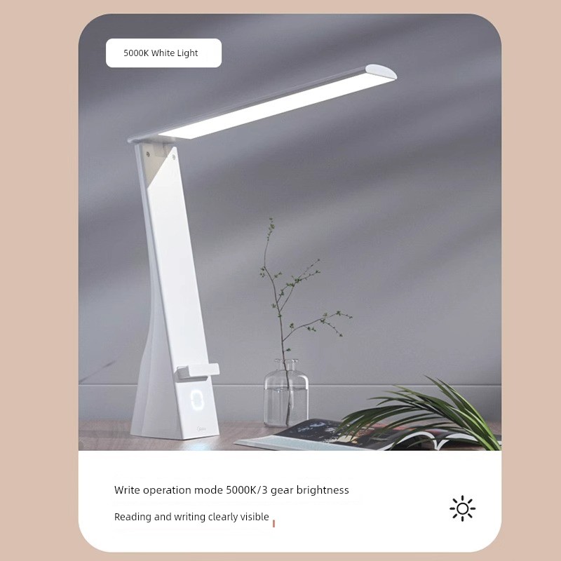 Midea Foldable Desk Lamp Charging Large Capacity Ultra-Long Life Battery Student Desk Dormitory Bedroom Light Study Dedicated Portable