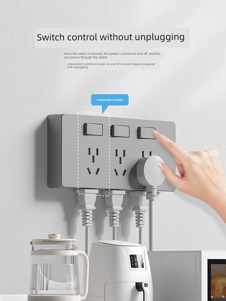 International Electrician 86-Type Extended Socket 21-Hole Kitchen Extended Porous Converter Track Socket Wireless Power Strip