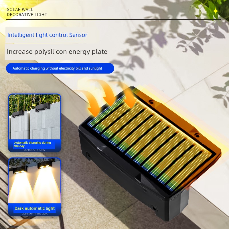 Solar Outdoor Yard Lamp For Home Lighting Street Lamp Balcony Atmosphere Wall Washing Spotlight Garden Layout Wall Wall Lamp