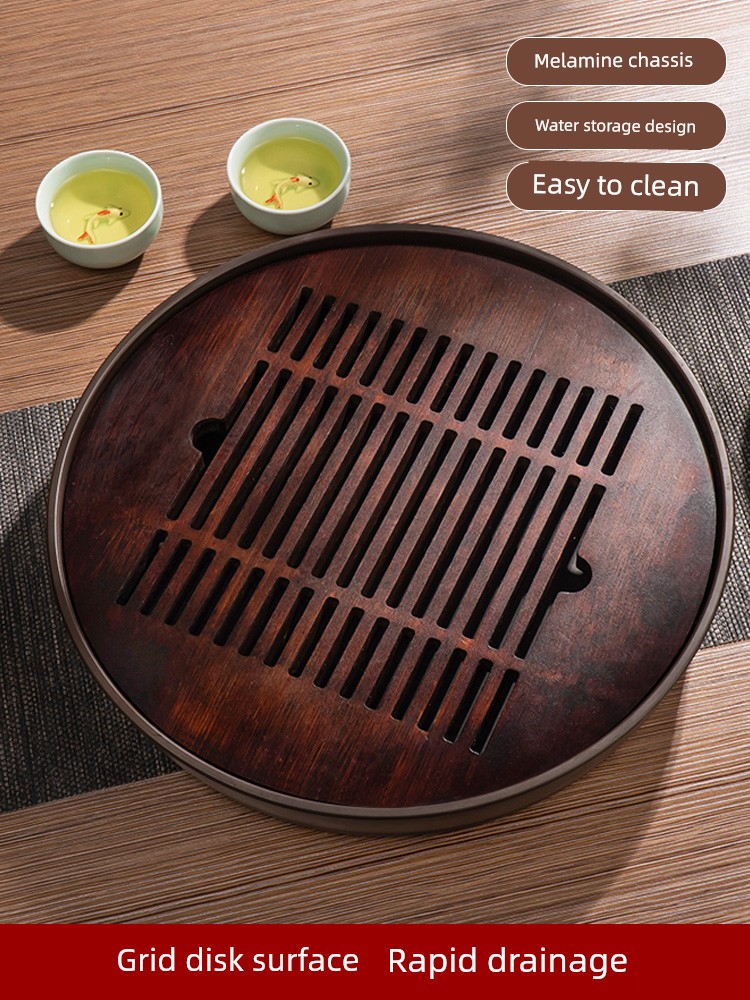 Small Bamboo Water Storage Type Tea Table round Tea Tray