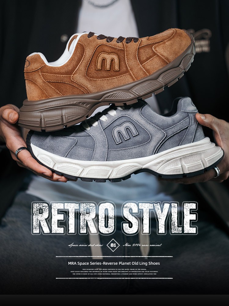 MRA Reverse Planet Dad Shoes Men's Shoes Winter Maillard Retro Sports Casual Shoes Thick Sole Increased by Jogging Shoes