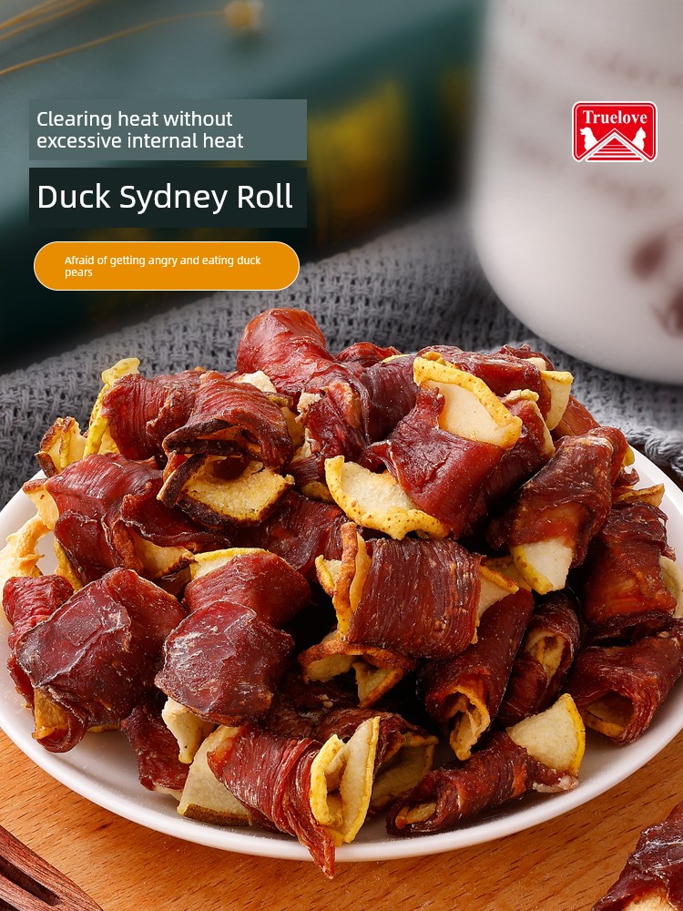 Truelove Dog Snacks Molar Rod Jerky Puppy Small Size Dogs Teddy Training Reward Pure Duck Meat Wrapped Pear