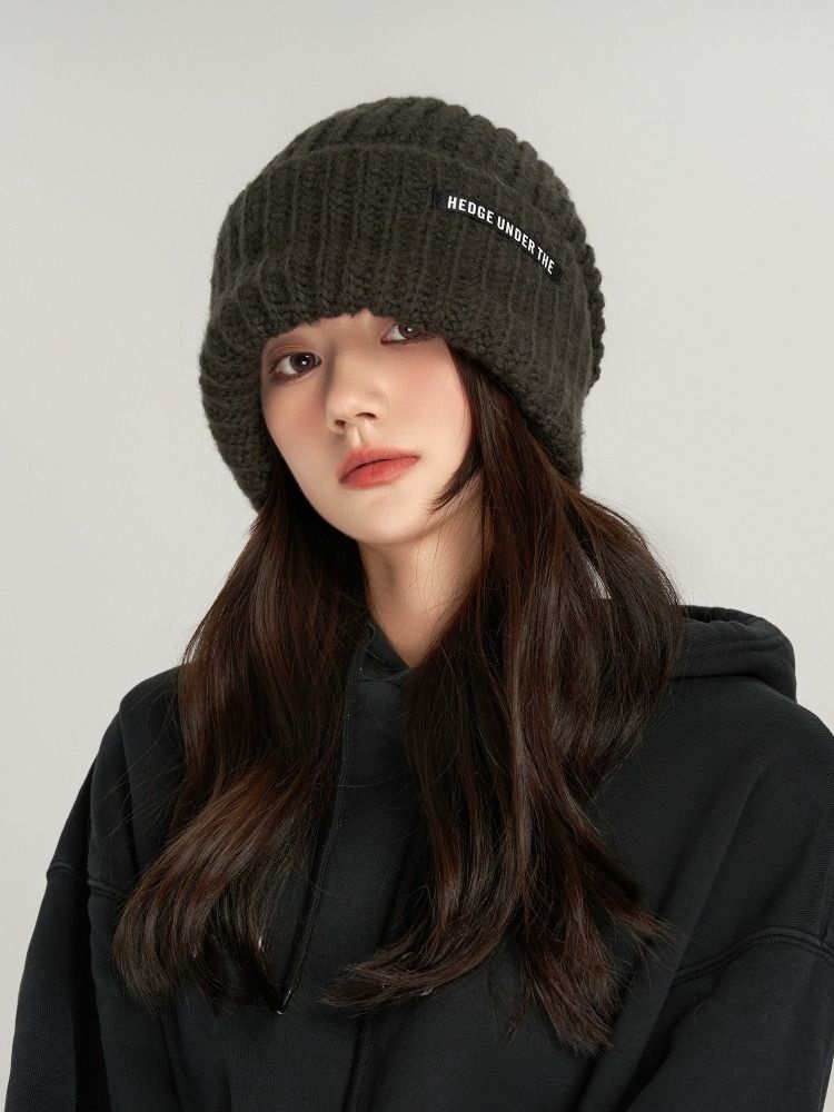 Loose Big Head Circumference Thickened Woolen Knitted Hat Children's Winter Korean Style Face Slimming Warm Ear Protection Pile Heap Cap Men's Fashion