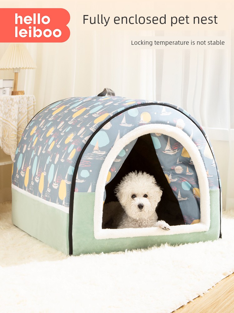 Winter Heattech Removable and Washable Medium-Sized Dog Closed Kennel