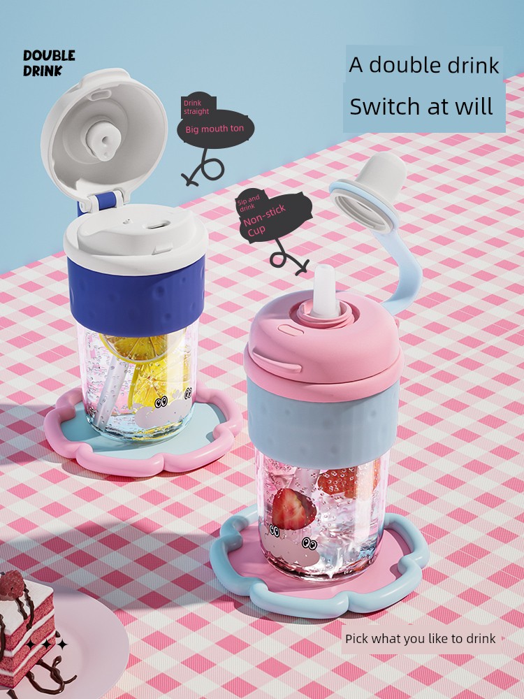 Kitchen King Accompanying Straw Cup Tritan Plastic Water Cup 2024 New Arrival Female Good-looking Kids for School