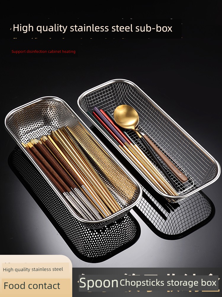 Chopsticks Storage Box Stainless Steel Disinfection Cabinet Chopsticks Basket Spoon Fork Drain Net Rack Dishwasher Chopsticks Box Basket Tube Mrun