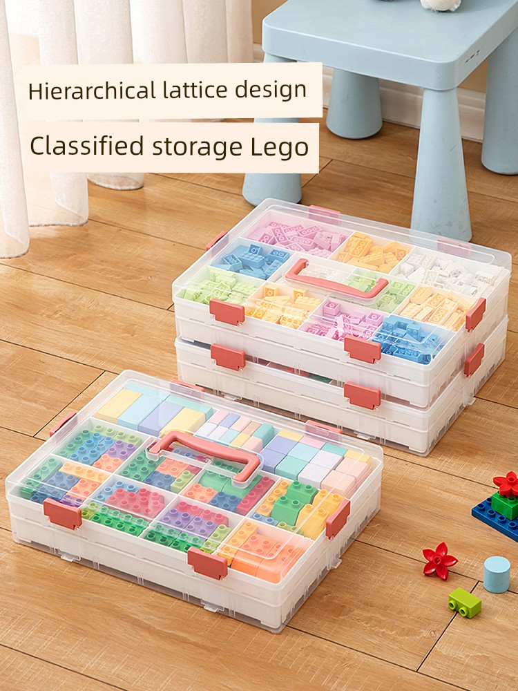Lego Building Block Storage Box Small Particle Parts Multi-Layer Compartment Kids Toy Assorted Storage Box Assemble Storage Box