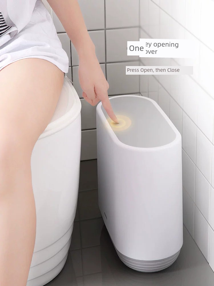 Gap Toilet Bin Household Kitchen Living Room with Lid Large Capacity Covered Toilet Trash Can Narrow Paper Basket