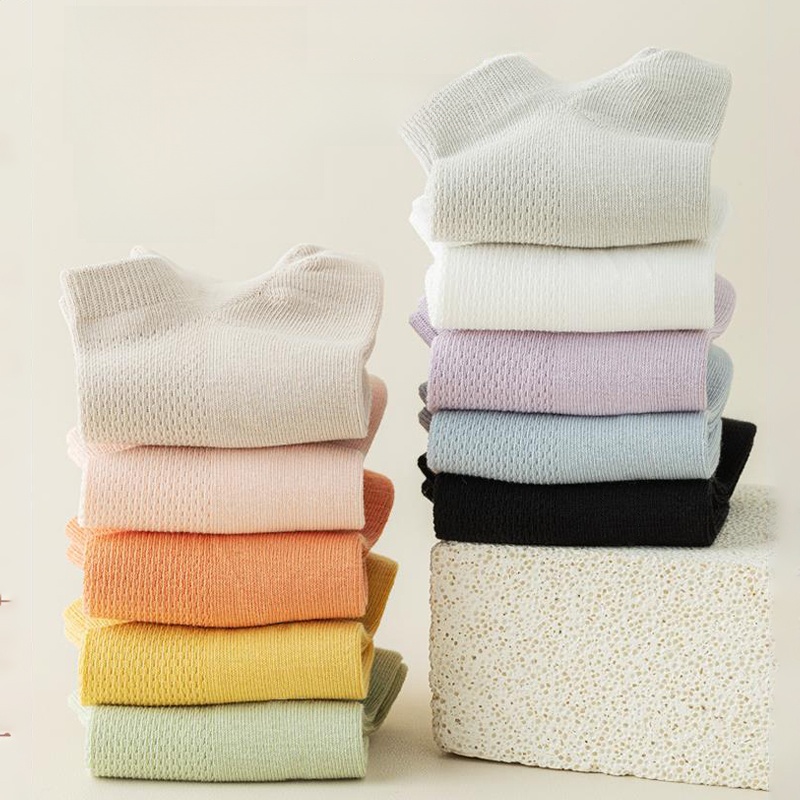 Women's Summer Mesh Sweat-Absorbent White Zhuji Socks