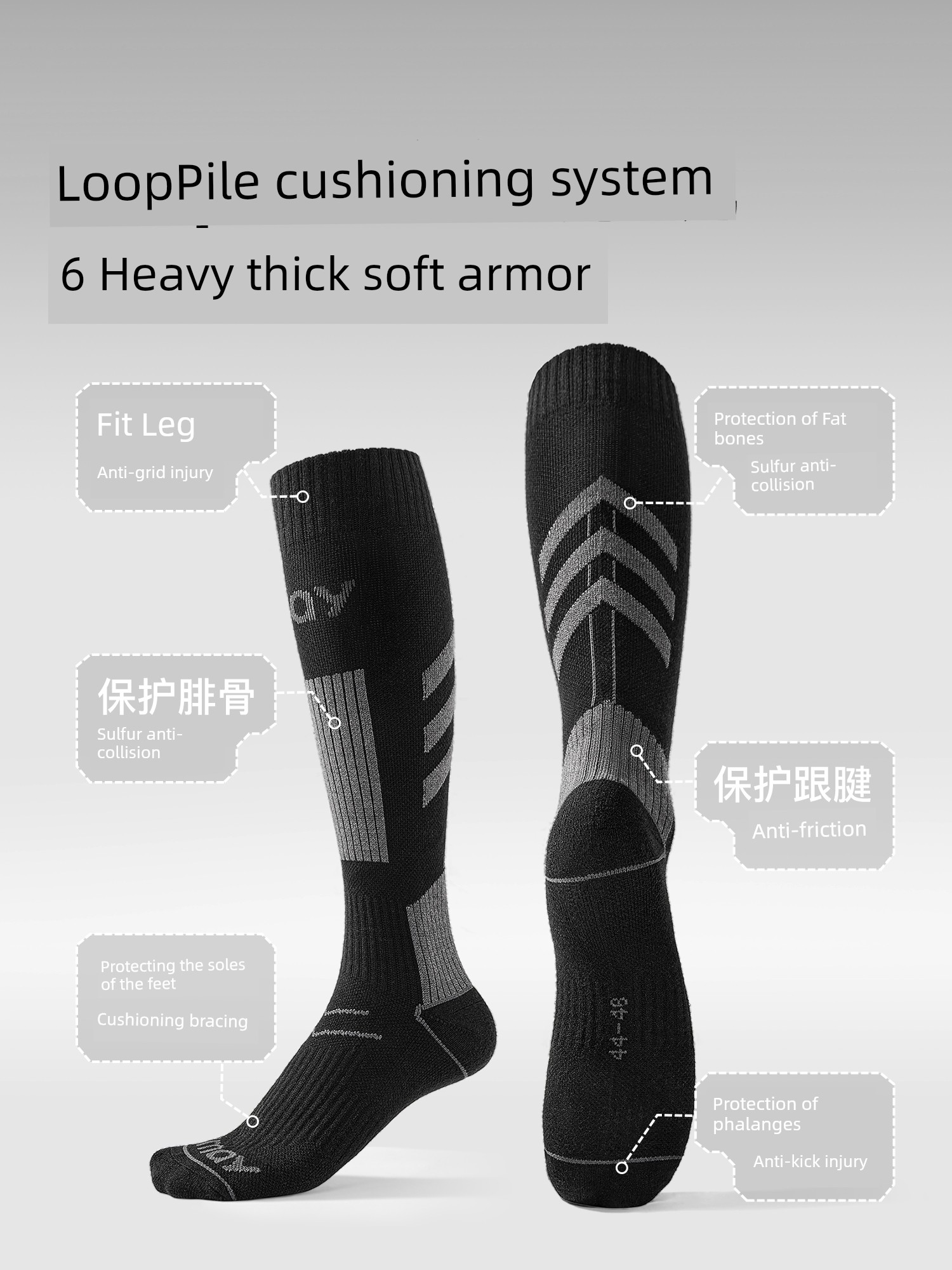 Ski Socks Women's Mernu Wool Professional Outdoor Hiking Sports Veneer Compression Thickened Warm Long Socks Men