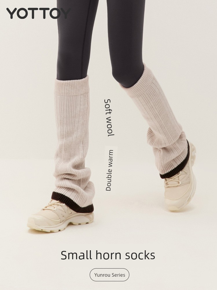 Yottoy Micro-Pull Foot Sock Bunching Socks Fall and Winter Women's Wool Kneecap Warm Snow Boots Winter Japanese Style Knitted Leg Warmers Foot Sock