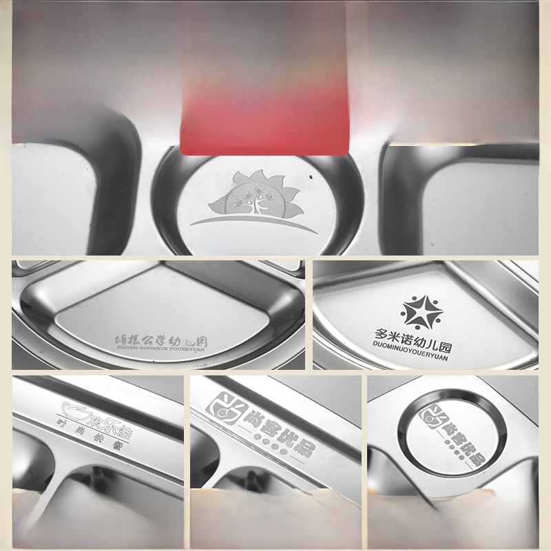 Fast Food Plate Kids Student Canteen Square Stainless Steel