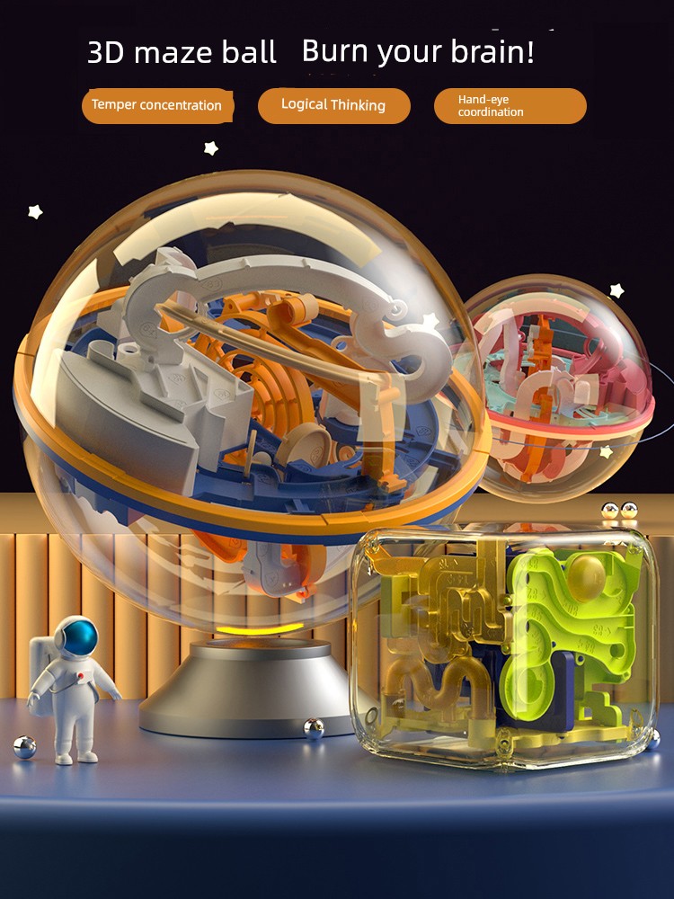 3D 3D Maze Ball Walking Ball Entrance Toy Children's Cube Focus on Intelligence Development Educational Training Ball 5 Years Old 6
