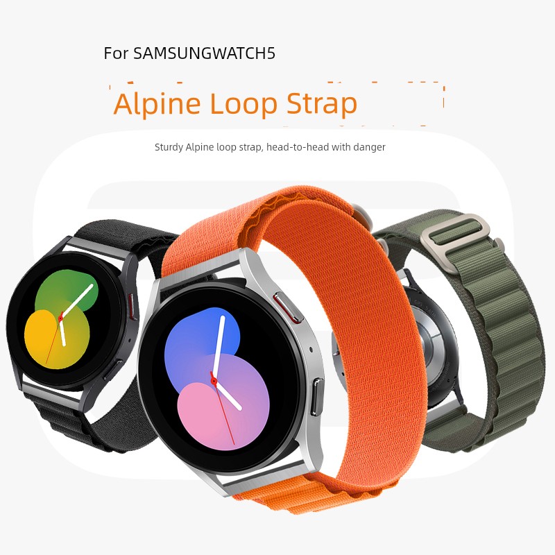 Suitable for Samsung Galaxy Watch5/Pro/4/3 Alpine Nylon Loopback Strap Sport Smart Watch Gear S2/3 Replace Wristband Classic Soft Comfortable Men's and Women's Accessories
