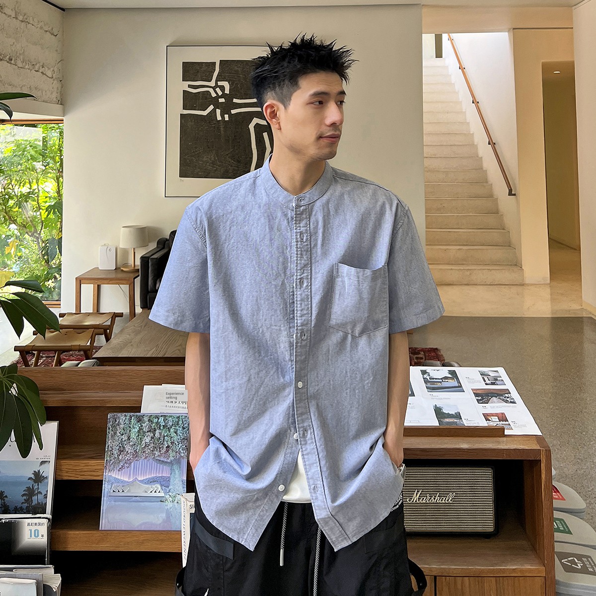 Uncle Bar Cotton Short sleeve Shirts Men's Summer White Basic All-Match Casual Simplicity Shirt Loose Korean Style Fashion