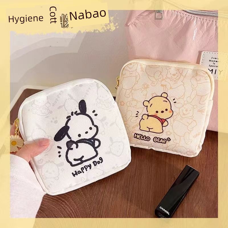 Xiaohongshu New Arrival Pacha Bear Sanitary Pads Capacity Storage Bag Cute Portable Portable Sanitary Napkin Bag Young Adult